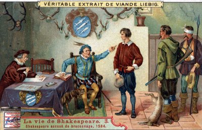 William SHAKESPEARE (1564-1616) obviněn z pytláctví v roce 1584. Chromo liebig z konce 19. století. od Unknown artist