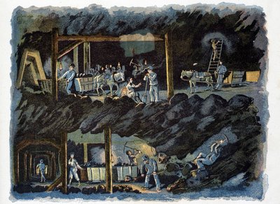 Práce v uhelném dole od Unknown artist