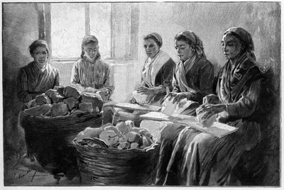 Dělníci odvětvování pemza Lipari Sicily 19. století rytina od Unknown artist