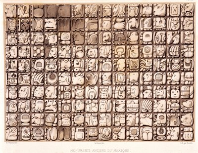 Psací tabulka - v „Starověké památky Mexika: Palenqué a další ruiny starověké civilizace Mexika“ od Brasseur de Bourbourg, Paříž od Unknown artist