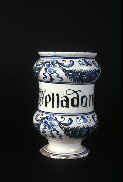 Lékárna ze 16. století obsahující Belladonnu, toxickou bylinu používanou ve farmacii. Muzeum vědy a techniky, Milán. od Unknown artist