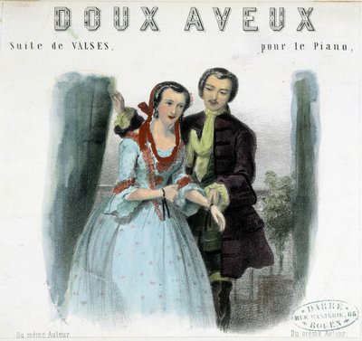 Mladý muž se dvoří mladé ženě, deb. 19. století od Unknown artist