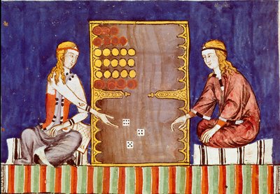 Mladé ženy hrající tric trac (tri-trac), předchůdce Backgammonu - miniatury z rukopisu „Libro de los juegos““ od Alphonse X Moudrý nebo Učenec (ve španělštině Alfonso X el Sabio od Unknown artist