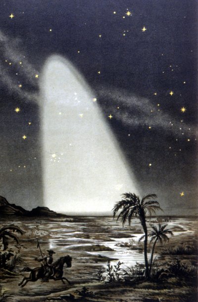 Zodiakální světelný jev na mexické savaně. Barevná litografie 19. století. od Unknown artist