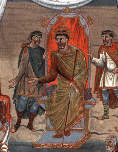 podrobnosti o: Charles II Bald (823 - 877), král Francie přijímající delegaci mnichů z Tours. z Paříže. od Unknown artist