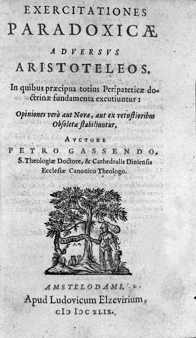 frontispis ""Paradoxní cvičení proti Aristotelovi"" od Pierra Gassendiho (1592-1655), francouzského filozofa, astronoma, matematika a fyzika. od Unknown artist