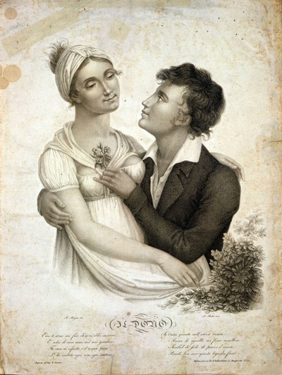 žánrová scéna představující pár od Unknown artist