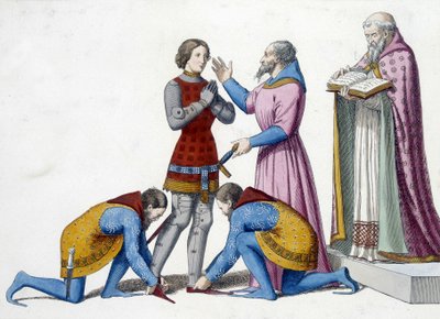 rytířství - Obměkčení rytíře v Itálii ve 14. století - rytina od Unknown artist