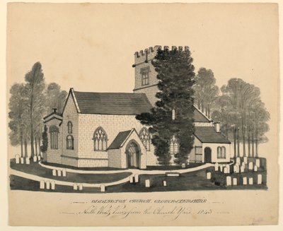 Oddington Church Yard, Gloucestershire, North West View od Unknown, English