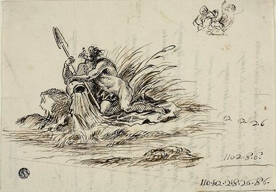Recto: Bůh řeky; verso: sonet od Santiho Rinaldiho od Unknown Florentine