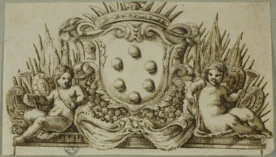 Erb Medicejských obklopený putti od Unknown Italian