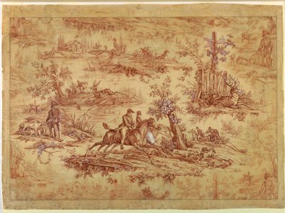 Kresba, karikatura pro bavlněný potištěný textil, La Route de Jouy, po roce 1815 od Unknown artistUnknown artist