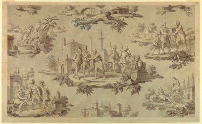 Kresba, kreslený vtip pro potisk bavlny: Život Belisaire [La Vie de Bélisaire], asi 1820. od Unknown artistUnknown artist