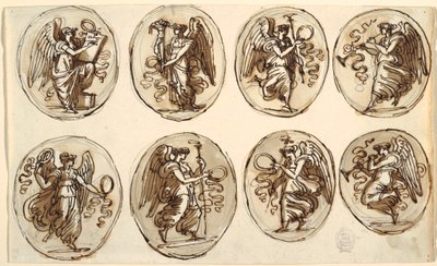 Kresba, Stropní design, Historie, Hojnost v šesti oválcích, Sál Herkula a Hebe, Palazzo Gessi, Faenza, 1813 od Unknown artistUnknown artist