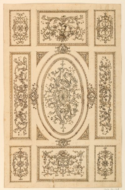 Kresba, návrh stropu, asi 1750 od Unknown artistUnknown artist