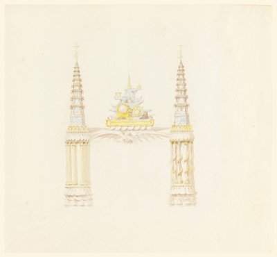 Kresba, komínový nástavec, západní stěna hudebního pokoje, asi 1820 od Unknown artistUnknown artist