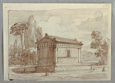 Kresba, Klasicistní chrám v krajině, asi 1805 od Unknown artistUnknown artist