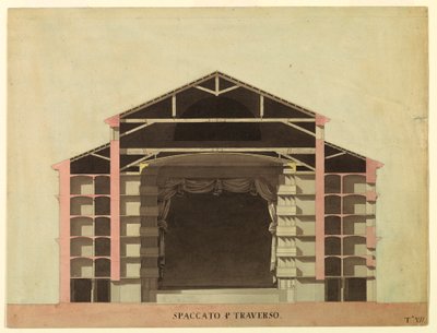 Kresba, soutěžní návrh pro La Fenice, Benátky: Příčný řez, 1788 od Unknown artistUnknown artist