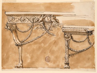 Kresba, Konzolové stoly, asi 1790 od Unknown artistUnknown artist