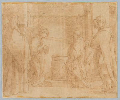 Kresba, kopie podle Zvěstování anděla Zachariášovi, 1538-1600 od Unknown artistUnknown artist