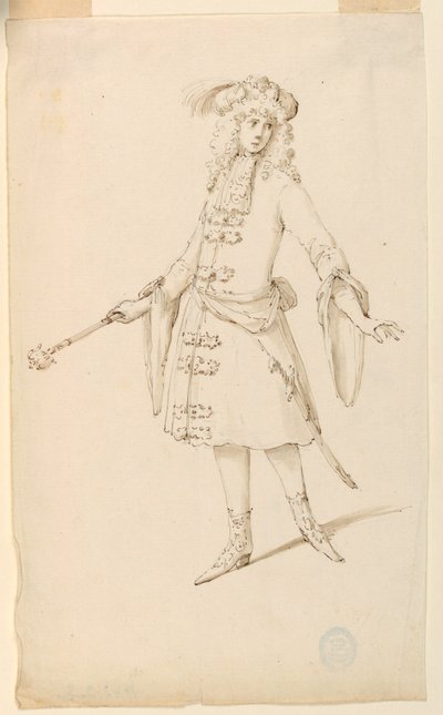 Kresba, kostýmní výprava: Šlechtic, král nebo princ pro balet, cca 1720 od Unknown artistUnknown artist