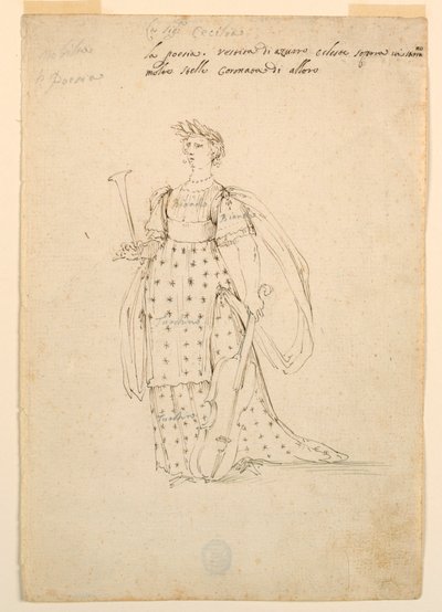 Kresba, kostýmní výprava: Poezie pro balet, cca 1720 od Unknown artistUnknown artist