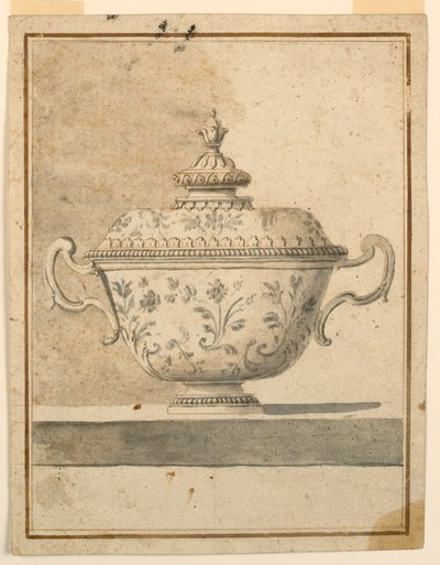 Kresba, Keramická miska s krytem, 1750-90 od Unknown artistUnknown artist