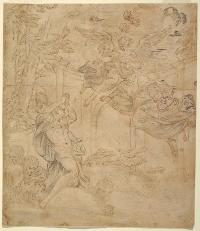 Kresba, Daniel v jámě lvové, asi 1630-40 od Unknown artistUnknown artist