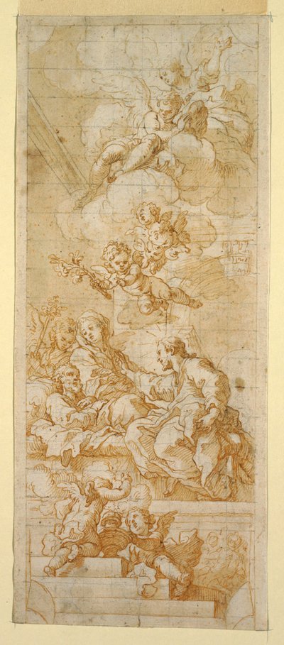 Kresba, Smrt svatého Josefa, studie pro nástropní malbu, asi 1670-1747 od Unknown artistUnknown artist