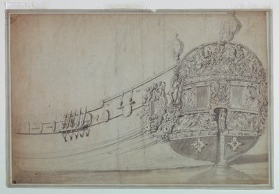 Kresba, Dekorativní návrh na záď lodi, asi 1705 od Unknown artistUnknown artist