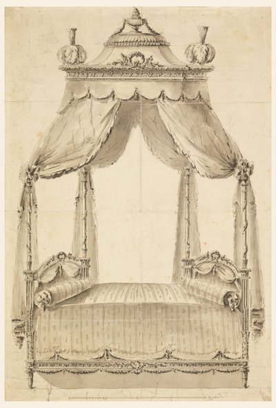 Kresba, Návrh postele, asi 1785 od Unknown artistUnknown artist