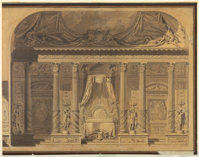 Kresba, Návrh ložnice, Hotel de Mailly-Nesle, Paříž, 1770-80 od Unknown artistUnknown artist
