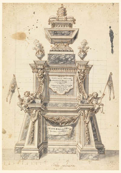 Kresba, návrh katafalku pro zádušní mši papeže, pravděpodobně Klementa XI., 1721 od Unknown artistUnknown artist