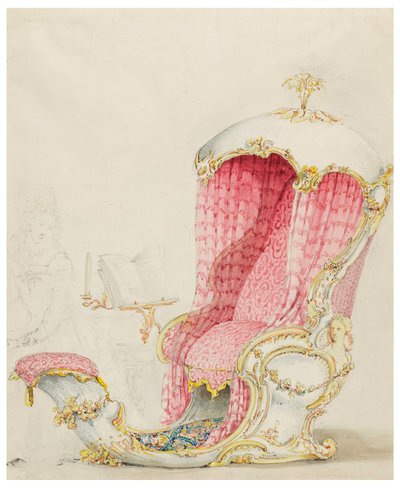 Kresba, Návrh lehátka, cca 1810 od Unknown artistUnknown artist