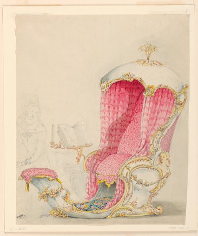 Kresba, Návrh lehátka, cca 1810 od Unknown artistUnknown artist