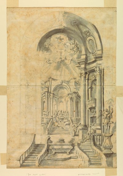 Kresba, Návrh kostelní slavnosti, asi 1700 od Unknown artistUnknown artist