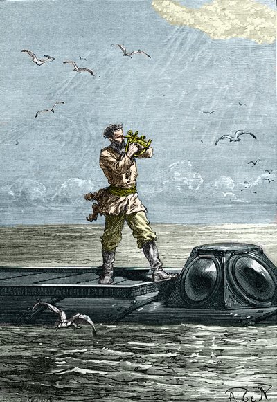 20 000 mil pod mořem. Kapitán Nemo na ponorce „Nautilus“. Ilustrace z románu Julese Verna „Dvacet tisíc mil pod mořem“ (Dvacet tisíc - 20 000 - 20 000) od Unknown artist