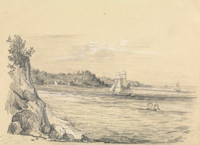 Pobřeží s loděmi na moři od Unknown artist