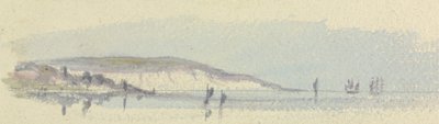 Pobřeží s loděmi na moři od Unknown artist