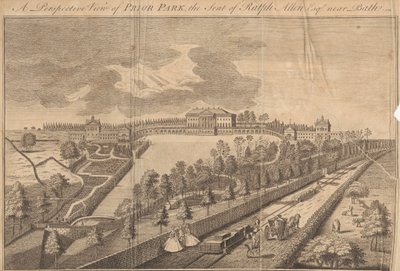 Perspektivní pohled na Prior Park, sídlo Ralpha Allena Esq. poblíž Bath od Unknown artist