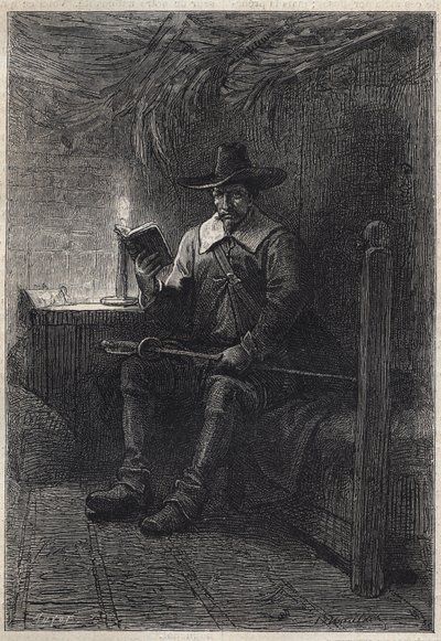 A Scottish Puritan - ilustrace z 19. století k historickému románu „The Puritans of Scotland“ (Stará smrtelnost) od Waltera Scotta (1771-1832) od Unknown artist