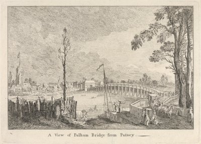Pohled na Fulhamský most z Putney od Unknown artist