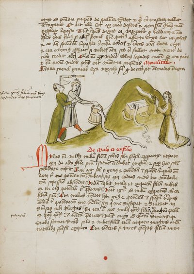 Modlící se žena a had na nedalekém kopci; muž snažící se zabít hada sekerou od Unknown artist