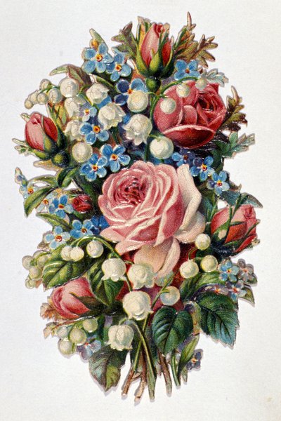 Kytice smíchaná s růžemi, konvalinka. od Unknown artist