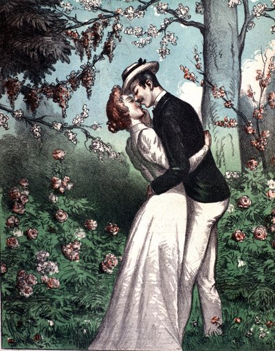 Pár milenců si dává pusu. od Unknown artist