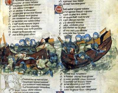 Námořní bitva. Miniatura ze 13. století od Unknown artist