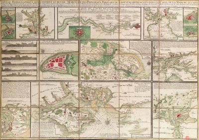 Tabulka s údaji o hlavních námořních přístavech, které jsou zobrazeny na mapě Lamanšského průlivu, cca 1780 (papír, plátno) od Unknown artist