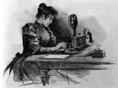 Telegrafní operátor vynalezený americkým vynálezcem Samuelem Finley Breese Morsem (1791-1872). Rytina 19. století od Unknown artist