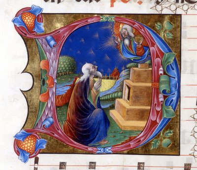 Abraham je pozván Hospodinem, aby opustil svou zemi. Miniatura z chóru z 15. století („civitatis“ od svatého Augustina). od Unknown artist