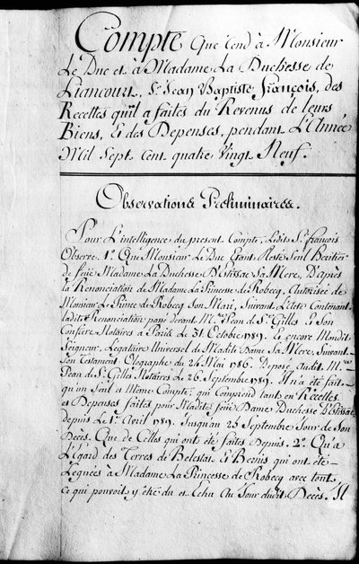 Účetní kniha za rok 1789 majetku vévody z Rochefoucauld Liancourt. od Unknown artist